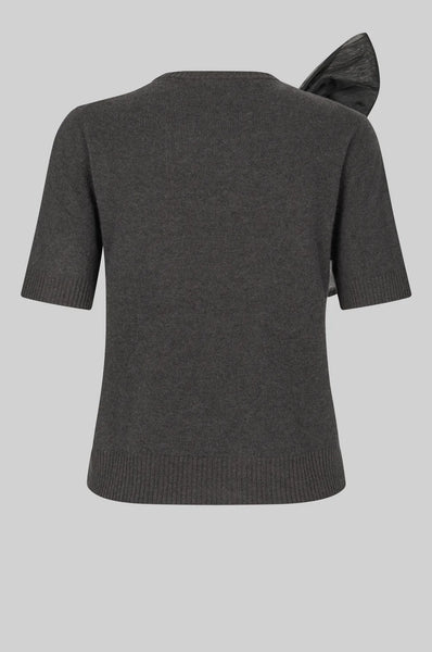 Leara Knit Bow Detail - Black Sand - et seQ fashion