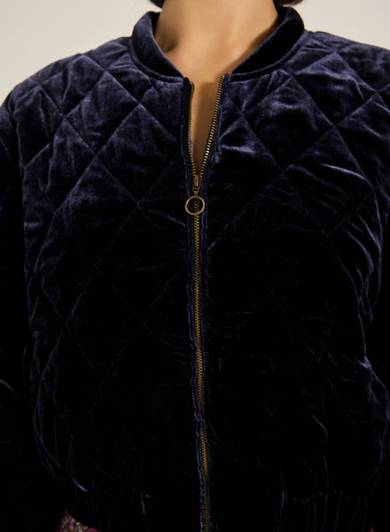 Zola Velvet Jacket - Navy - et seQ fashion
