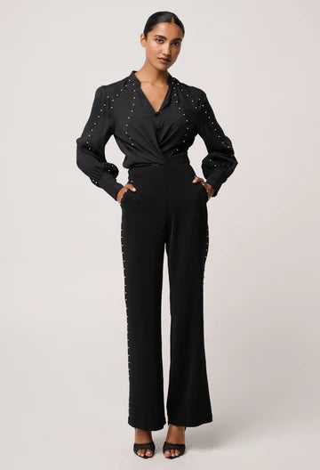 Marcela Pearl Embellished Shirt - Black - et seQ fashion
