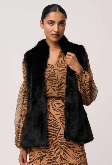 Hazel Faux Fur Vest - Black - et seQ fashion