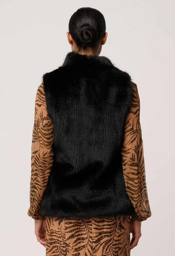 Hazel Faux Fur Vest - Black - et seQ fashion