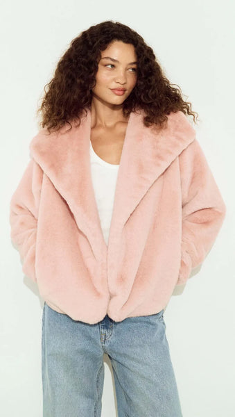 Sigrid Faux Fur Coat - Dusty Pink - PRE ORDER