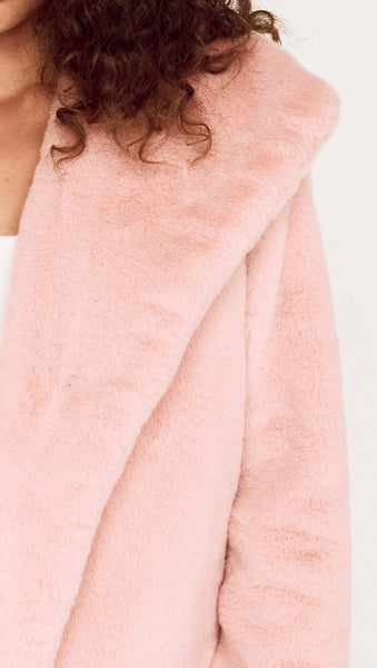Sigrid Faux Fur Coat - Dusty Pink - PRE ORDER