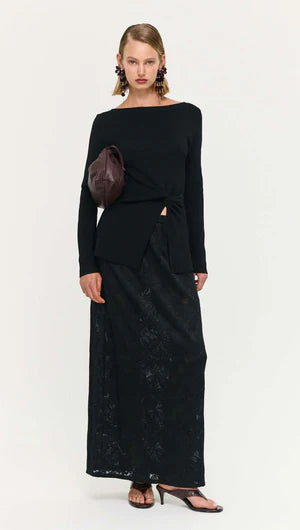 Miya Twist Knit Top - Black
