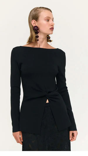 Miya Twist Knit Top - Black