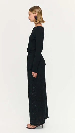 Miya Twist Knit Top - Black