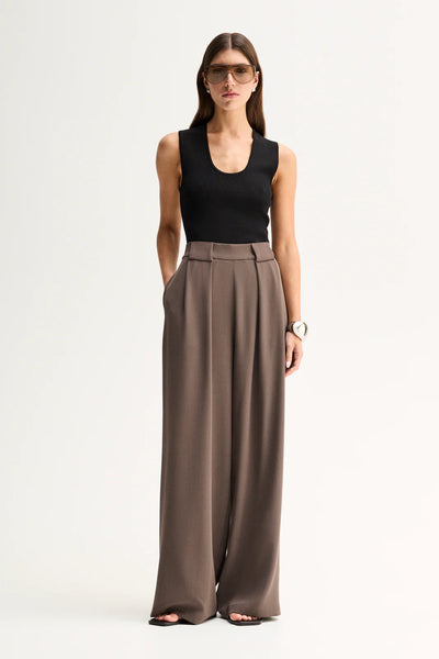 Fleur Tailored Wide Leg Pant - Taupe