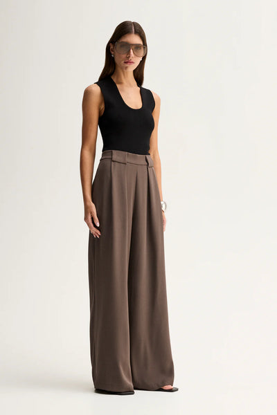 Fleur Tailored Wide Leg Pant - Taupe