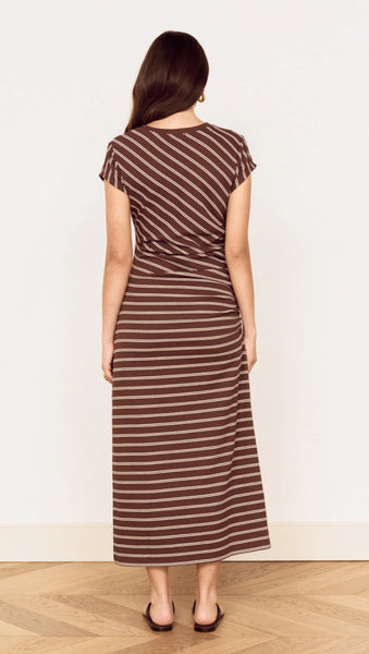 Vesper Midi Dress - Chocolate Stripe