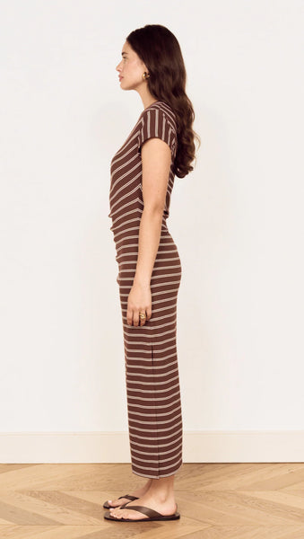 Vesper Midi Dress - Chocolate Stripe