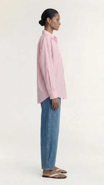 Kari Oversized Shirt - Pink/White Stripe