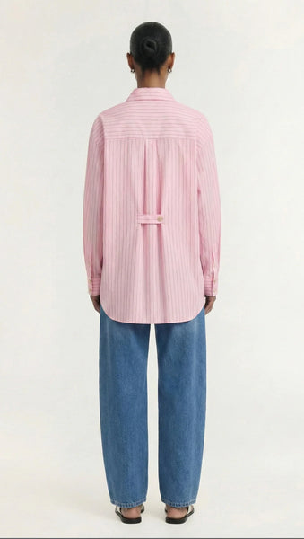 Kari Oversized Shirt - Pink/White Stripe