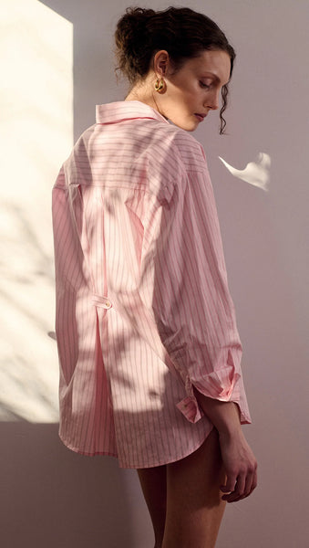 Kari Oversized Shirt - Pink/White Stripe