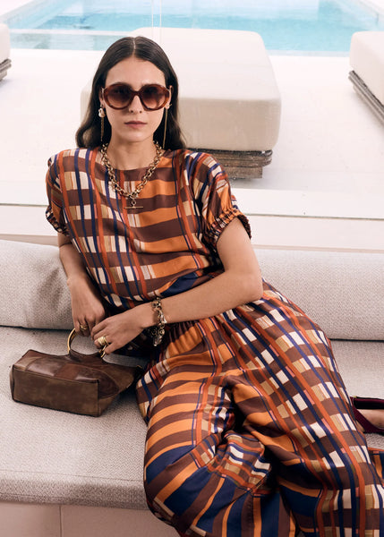 Lattice Top - Amber Check