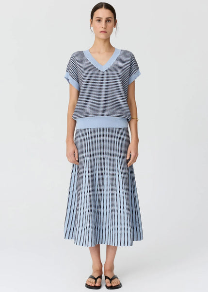 Evlyn Knit Top - Blue/Chocolate
