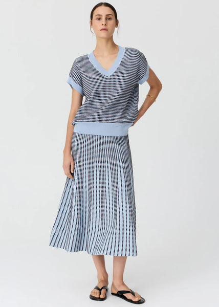 Evlyn Knit Top - Blue/Chocolate