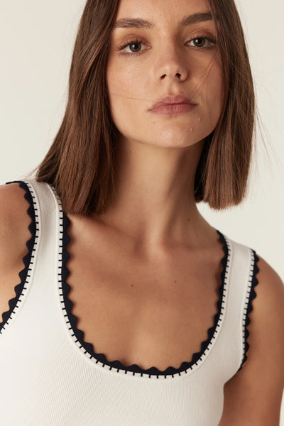 Crepe Knit Tank - White