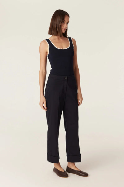Crepe Knit Tank - Navy