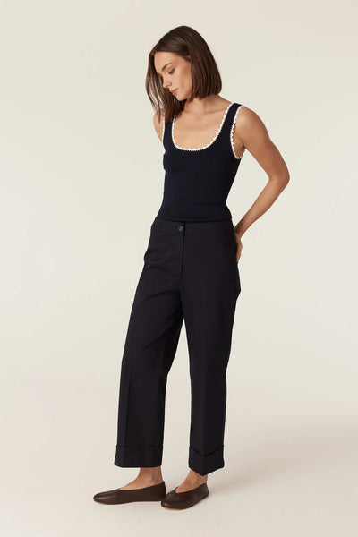 Crepe Knit Tank - Navy