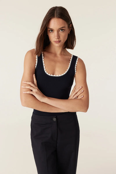 Crepe Knit Tank - Navy