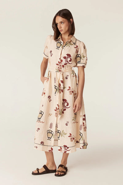 Avondale Linen Dress - Rustic Garden Print
