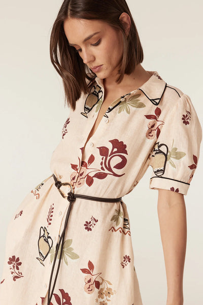 Avondale Linen Dress - Rustic Garden Print