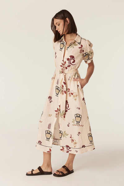Avondale Linen Dress - Rustic Garden Print