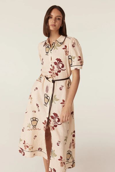 Avondale Linen Dress - Rustic Garden Print
