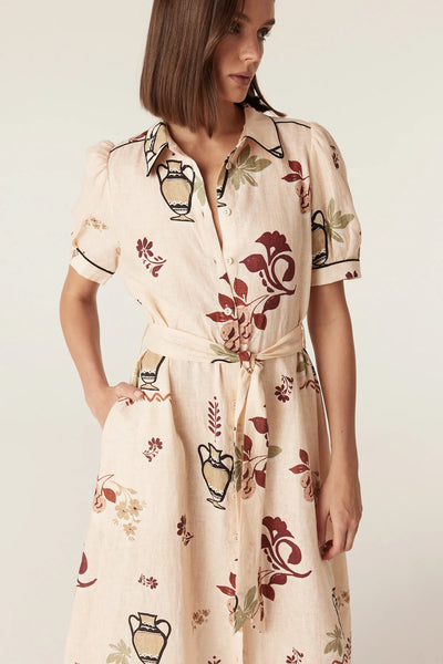 Avondale Linen Dress - Rustic Garden Print