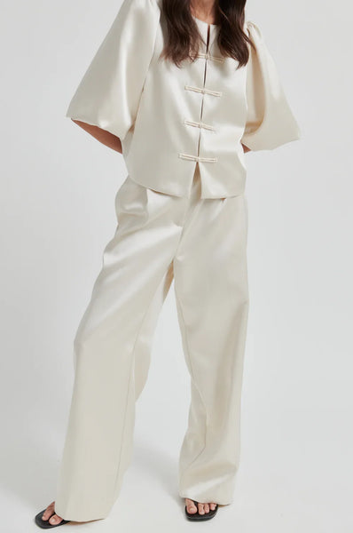 Perlla Satin Trousers - Soft Beige