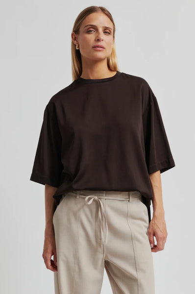 Samanta Short Sleeve Blouse - Chocolate Torte