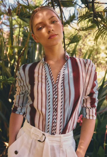 Calantha Cotton Silk Shirt - Iridescent Stripe