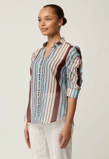Calantha Cotton Silk Shirt - Iridescent Stripe