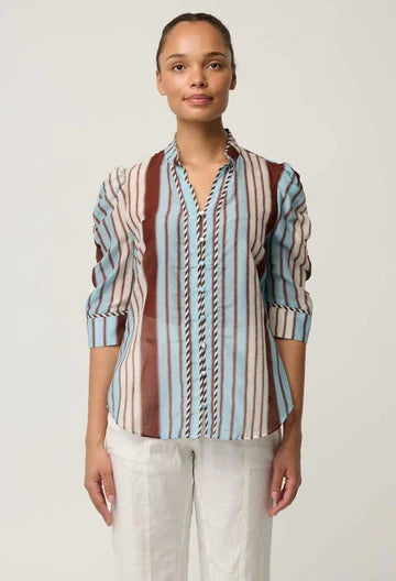 Calantha Cotton Silk Shirt - Iridescent Stripe