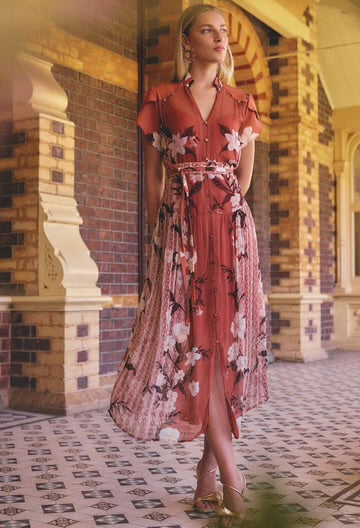Perla Sheer Viscose Print dress - Amber Vine