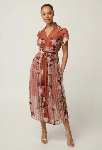 Perla Sheer Viscose Print dress - Amber Vine