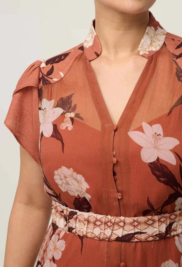 Perla Sheer Viscose Print dress - Amber Vine