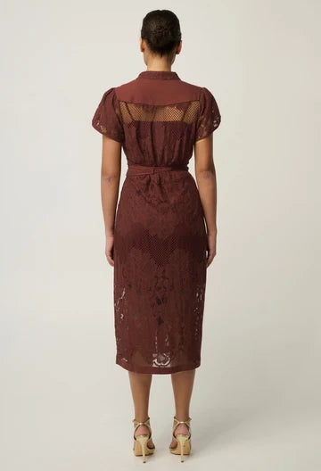 Solene Cotton Blend Lace Dress - Rosewood