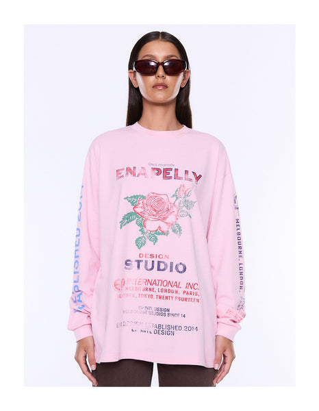 Hailey Long Sleeve Cuffed Tee - Blush Pink - PRE ORDER