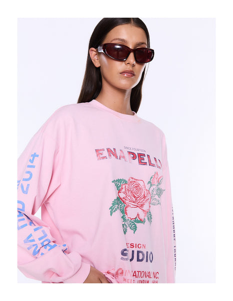 Hailey Long Sleeve Cuffed Tee - Blush Pink - PRE ORDER