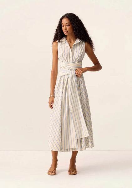 Everly Midi Dress - Blue Stripes