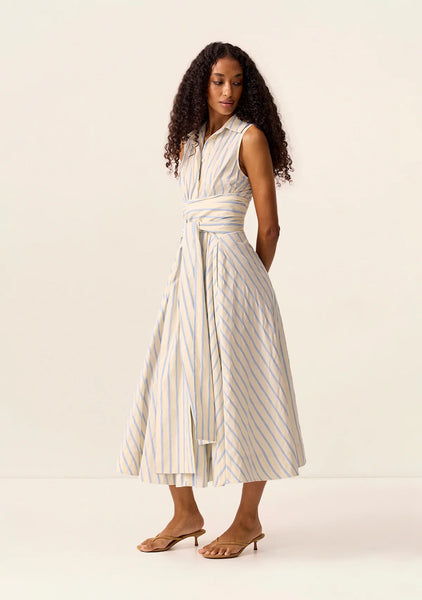 Everly Midi Dress - Blue Stripes