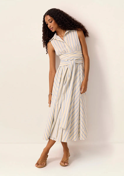 Everly Midi Dress - Blue Stripes