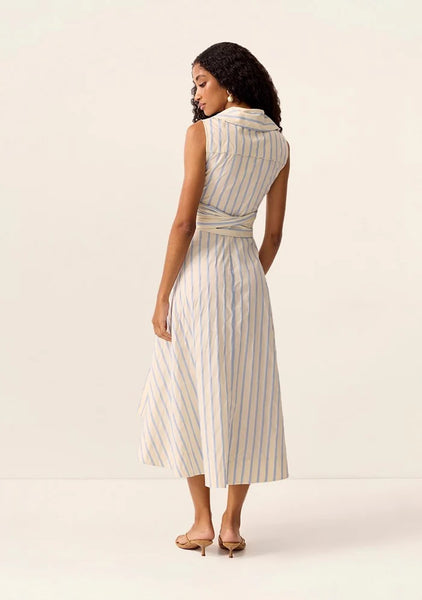 Everly Midi Dress - Blue Stripes