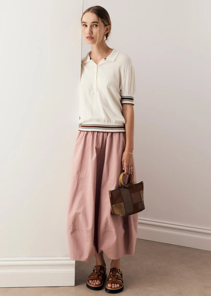 Dahlia Knit Polo - White/Toffee