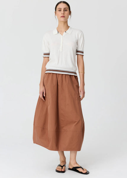 Dahlia Knit Polo - White/Toffee
