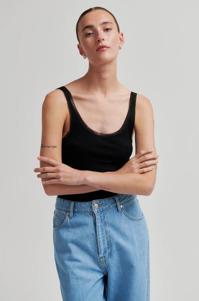 Emilia Scoop Neck Tank - Black