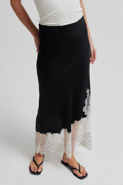Wila Lace Hem Skirt - Black
