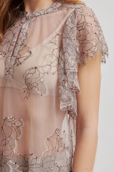 Savoya Lace Frill Blouse - Plaza Taupe