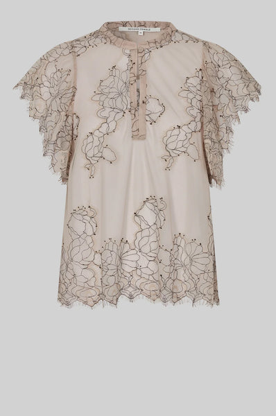 Savoya Lace Frill Blouse - Plaza Taupe